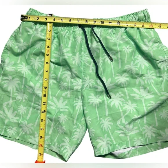 FRANKS mens XL palm tree Sage green print swim shorts trunks w mesh support - Picture 14 of 15